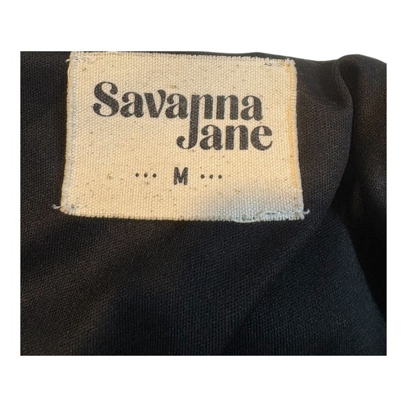 Savanna Jane Black Embroidered Babydoll Mini Dress Boho‎ Festival Size Medium - Picture 7 of 8